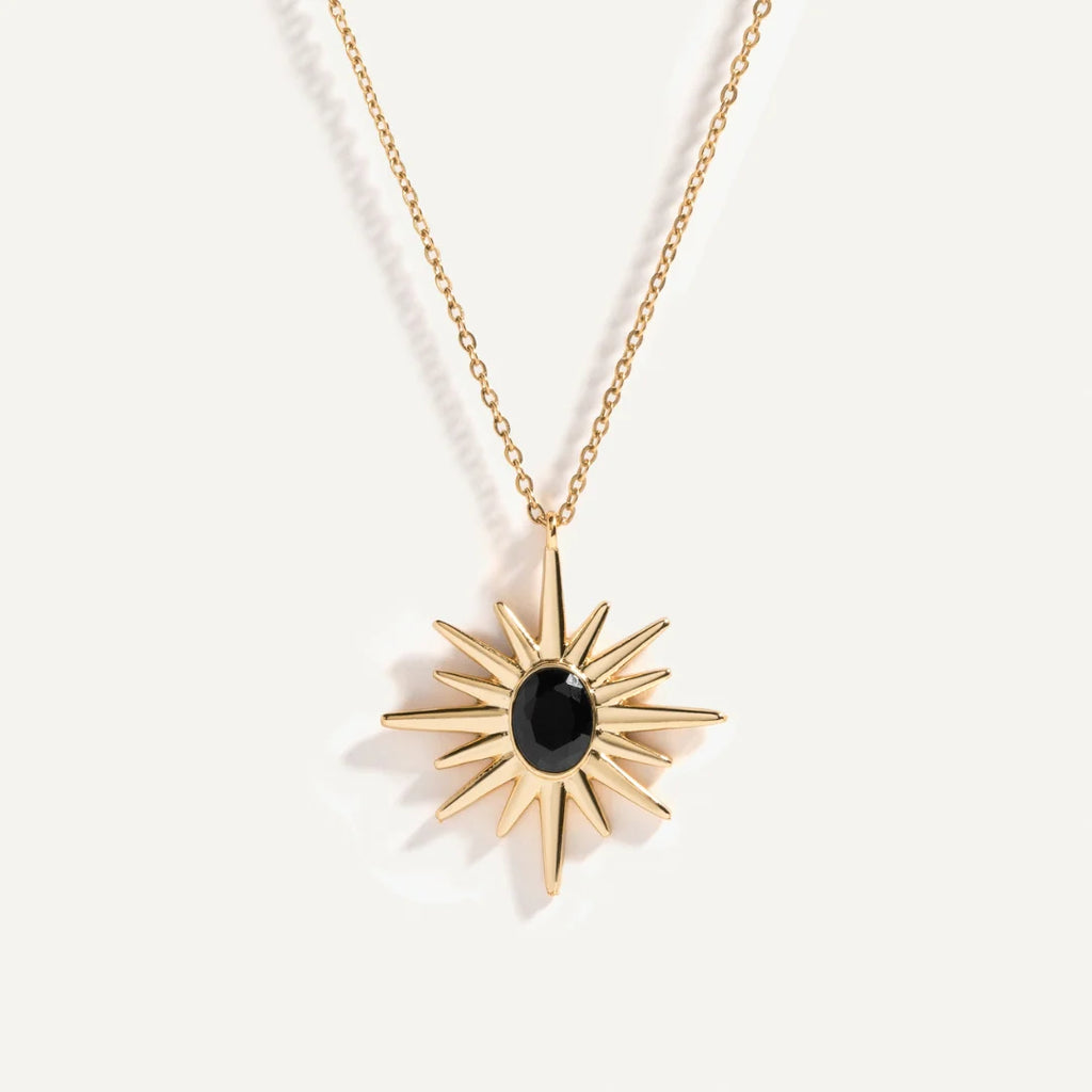 Black Onyx Sunburst Necklace