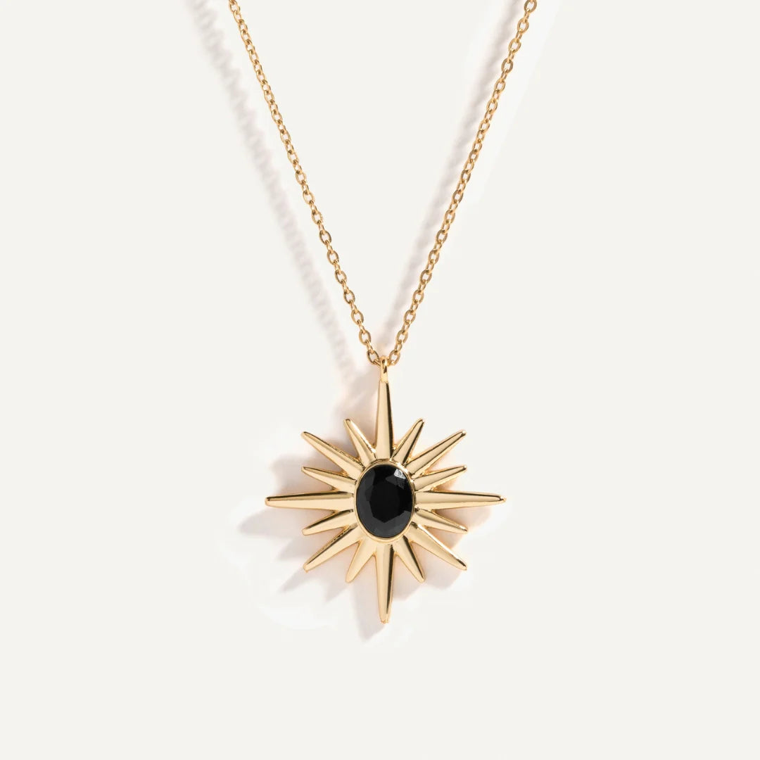 Black Onyx Sunburst Necklace